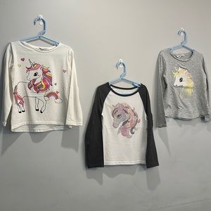 Bundle of 3 Girls long sleeve Unicorn shirts